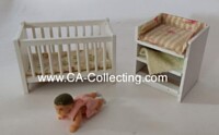LUNDBY DOLLHOUSE BABY BED WITH CHANGING TABLE.