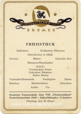 NORDDEUTSCHER LLOYD Speisekarte 'Frühstück'...