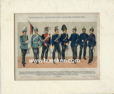 FARBIGE KRICKEL-UNIFORMTAFEL um 1900 mit Uniformierten...