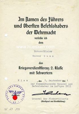 Foto 2 : HIRSCHAUER, Fritz. General der Flakartillerie,...