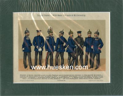 FARBIGE KRICKEL-UNIFORMTAFEL um 1900: Militär- und...