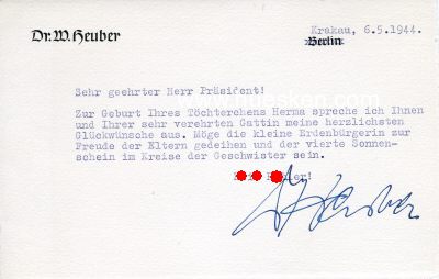Foto 2 : HEUBER, Dr. Wilhelm. Reichsamtsleiter der NSDAP, Mitglied...