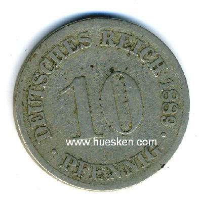 DEUTSCHES REICH. 10 Reichspfennig 1889 D, s.