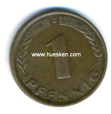 BUNDESREPUBLIK DEUTSCHLAND (BRD). 1 Pfennig 1949 G. vz.