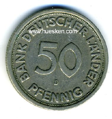 BUNDESREPUBLIK DEUTSCHLAND (BRD). 50 Pfennig 1949 D. vz.