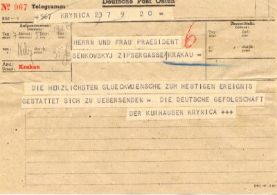 TELEGRAMM DEUTSCHE POST OSTEN um 1943