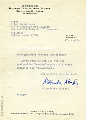 Photo 2 : ABUSCH, Dr. phil. Alexander. DDR-Kulturminister,...