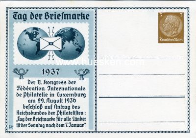 GANZSACHE-POSTKARTE 1937 Tag der Briefmarke, ungebraucht