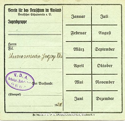 Photo 2 : GERA. Mitgliedskarte des Verein für das Deutschtum...
