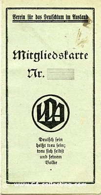 GERA. Mitgliedskarte des Verein für das Deutschtum...
