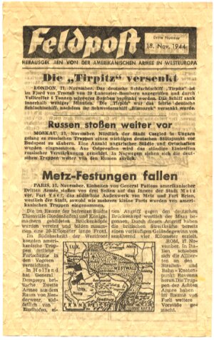 ALLIIERTES RAKETEN-FLUGBLATT Nov. 1944 'Feldpost Nr.3 Die...