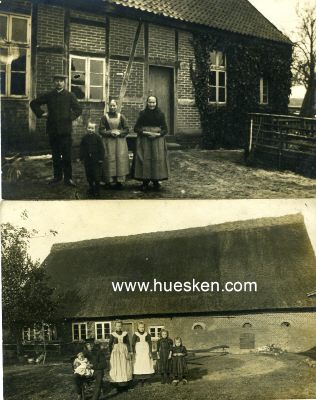 4 PHOTOS um 1900/1910 mit Hausansichten und Bewohnern....