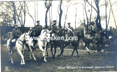 PHOTO-POSTKARTE Kaiser Wilhelm II. im Grunewald spazieren...