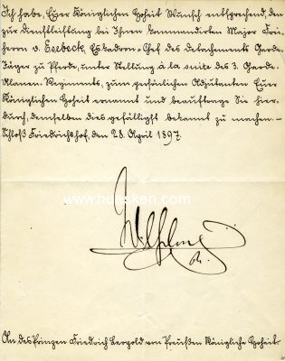 KABINETTSORDRE mit eigh. Unterschrift 'Wilhelm R.',...