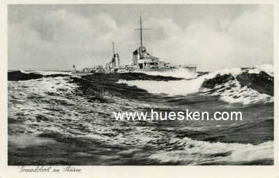 PHOTO-POSTKARTE 'Torpedoboot im Sturm'. 1942 gelaufen.