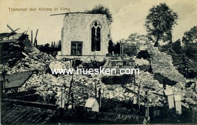 POSTKARTE VIMY. 'Trümmer der Kirche in Vimy'.