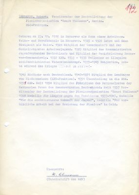 Photo 2 : LEHMANN, Robert. DDR-Politiker, Vorsitzender der...