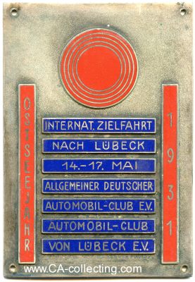 ADAC-PLAKETTE 1931 des Automobilclub von Lübeck zur...