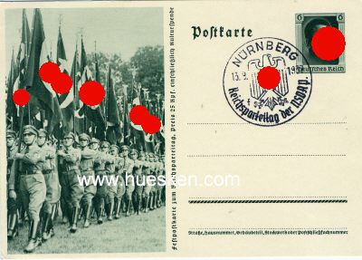 GANZSACHE-POSTKARTE zum Reichsparteitag 1937 'Einmarsch...