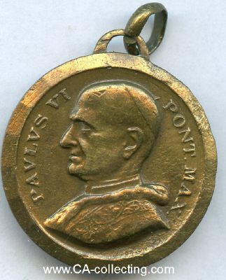 PILGERMEDAILLE Papst Paul VI. (1963-1978). Bronze 26mm an...