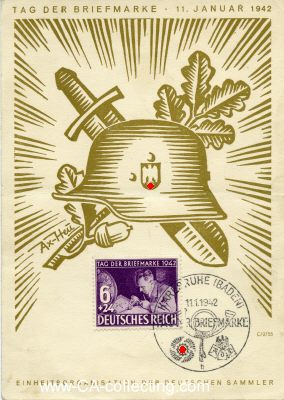 POSTKARTE 'Tag der Briefmarke 1942' mit Sondermarke und...
