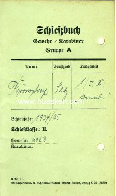 SCHIESSBUCH für Gewehr/Karabiner Gruppe A 1934/35...