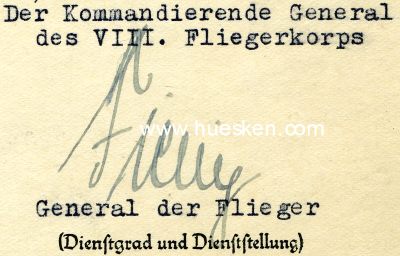 FIEBIG, Martin. General der Flieger, Oberbefehlshaber LWK...