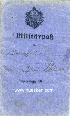 MILITÄRPASS JK 1914 für den Unteroffizier...
