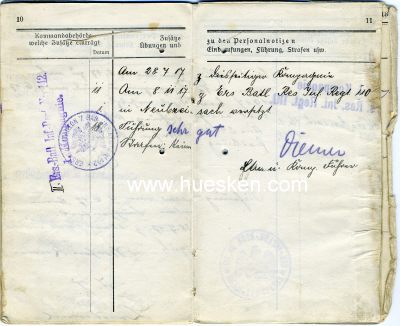 Photo 4 : MILITÄRPASS JK 1914 für den Unteroffizier...