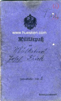 MILITÄRPASS JK 1902 für den Serganten Frick aus...