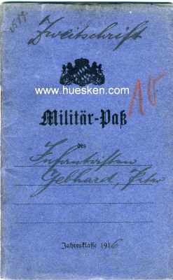 MILITÄRPASS JK 1916 für den Infanteristen...