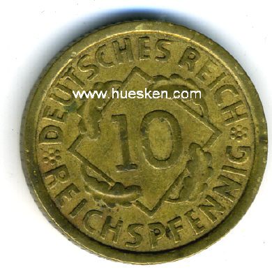 WEIMARER REPUBLIK. 10 Reichspfennig 1929 A, ss.