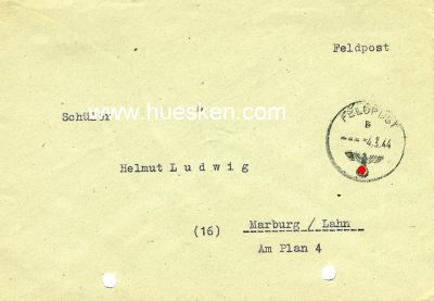 FELDPOST-BRIEFUMSCHLAG 1944 mit Feldpoststempel und...