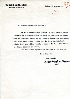 Photo 2 : BIERBRAUER ZU BRENNSTEIN, Franz. Oberst des Heeres, im...