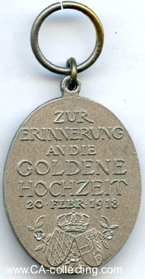 Foto 2 : GOLDENE HOCHZEITS-JUBILÄUMSMEDAILLE 1918. Feinzink....
