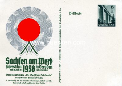 GANZSACHE-POSTKARTE 1938 zur Ausstellung 'Sachsen am...