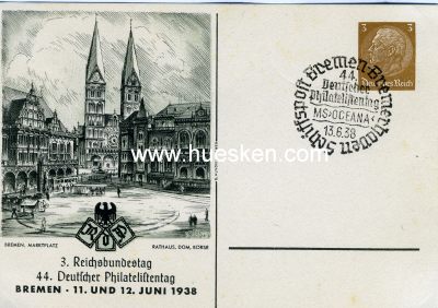 GANZSACHE-POSTKARTE 1938 3. Reichsbundestag 44. Deutscher...