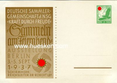GANZSACHE-POSTKARTE 1937 zur KDF-Ausstellung 'Sammeln am...