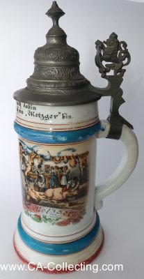 Photo 3 : METZGER-ZUNFTKRUG UM 1900. Porzellan 0,5 L, auf der...