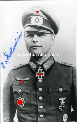 MELLENTHIN, Horst von. General der Artillerie,...
