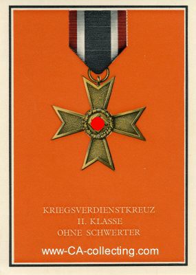 FARB-POSTKARTE 'Kriegsverdienstkreuz II. Klasse ohne...