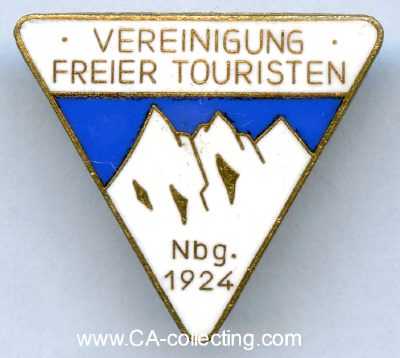 VEREINIGUNG FREIER TOURISTEN. Mitgliedsabzeichen um 1925....