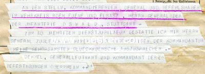 Foto 2 : OSSWALD, ERWIN. Heeres-Fernschreiben des Generalleutnant...
