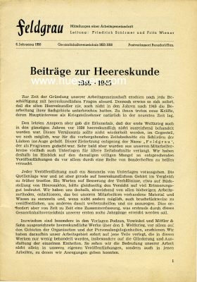 FELDGRAU. Gesamtinhaltsverzeichnis 1866-1945. 12 Seiten.