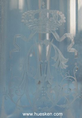Foto 2 : GROSSE GLASKARAFFE UM 1900 aus einem Königshaus....