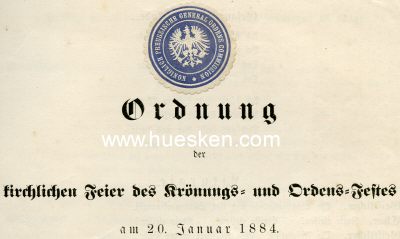 ORDENSFEST 20. JANUAR 1884. Dokumenten-Nachlass des...