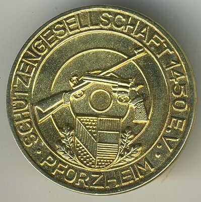 PFORZHEIM. Vergoldete Medaille 'Schützengesellschaft...