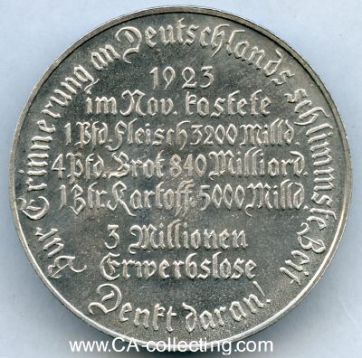 Foto 2 : MEDAILLE 1925 AUF DIE INFLATION 'Zur Erinnerung an...