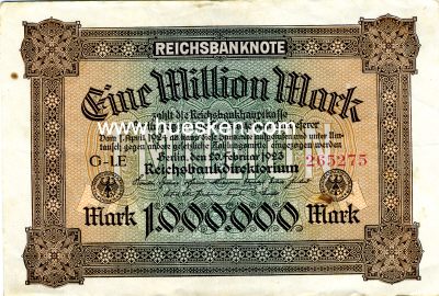 REICHSBANKNOTE 1 MILLION MARK 22. Februar 1922