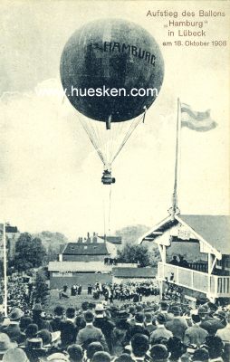 PHOTO-POSTKARTE 'Aufstieg des Ballons Hamburg in...